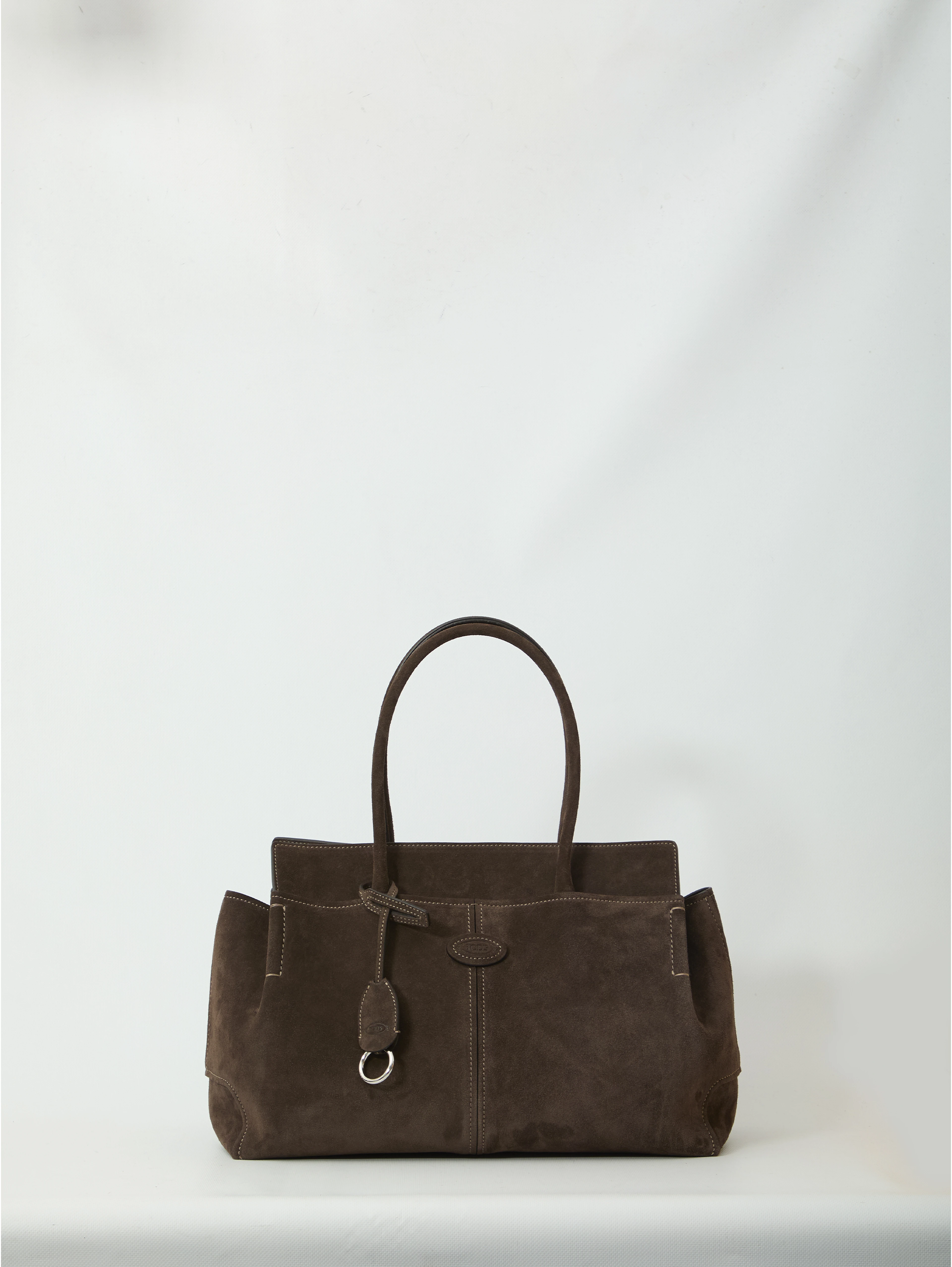 Suede leather shopping bag