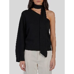 One-shoulder top with scarf detail