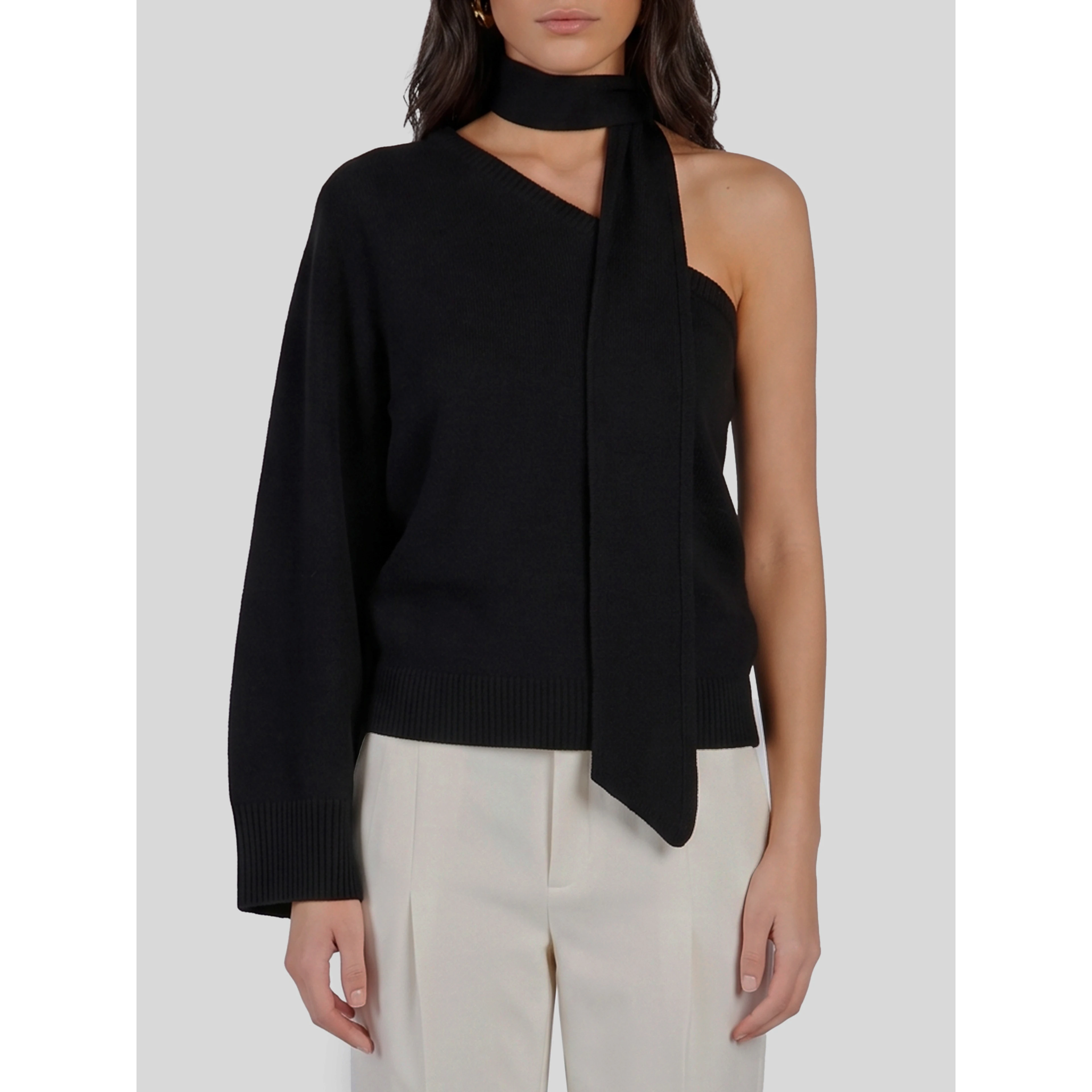 One-shoulder top with scarf detail