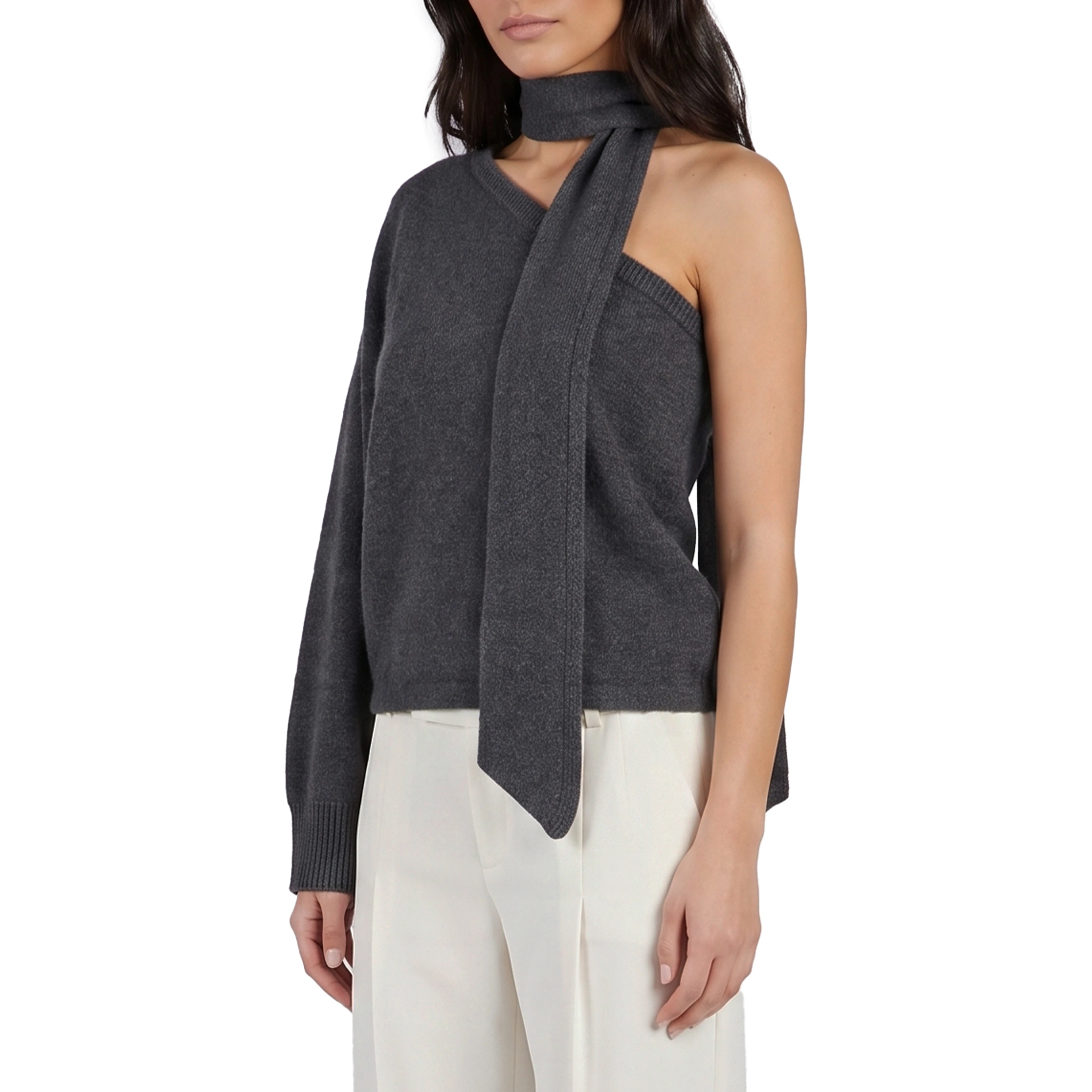 One-shoulder top with scarf detail
