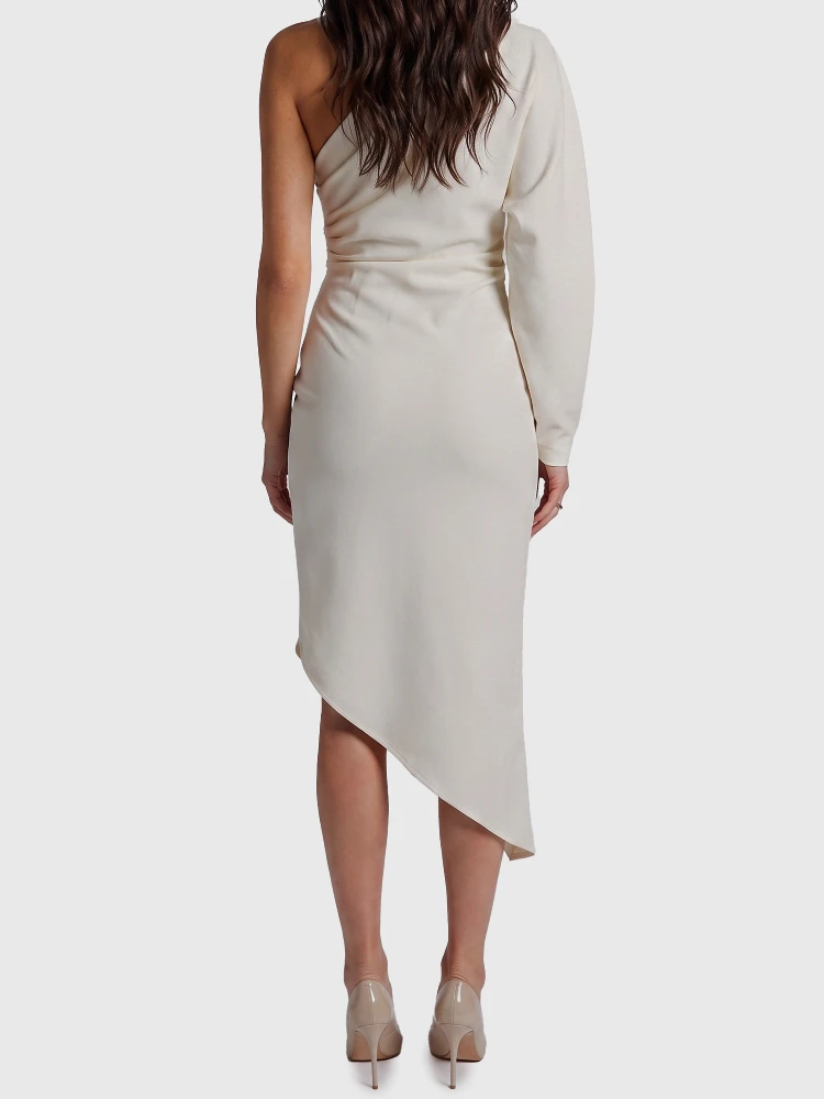 One-shoulder cady longuette dress alternative