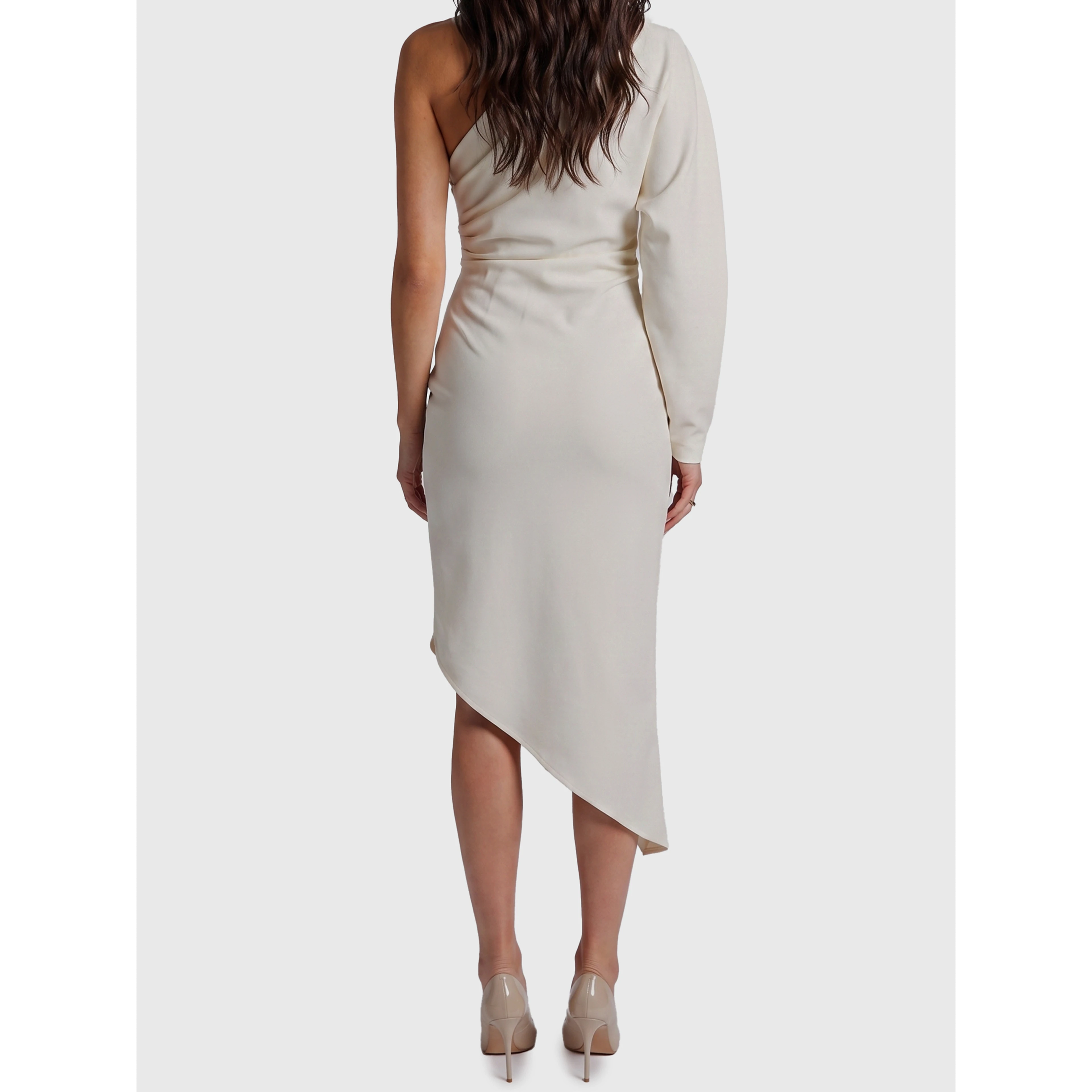 One-shoulder cady longuette dress