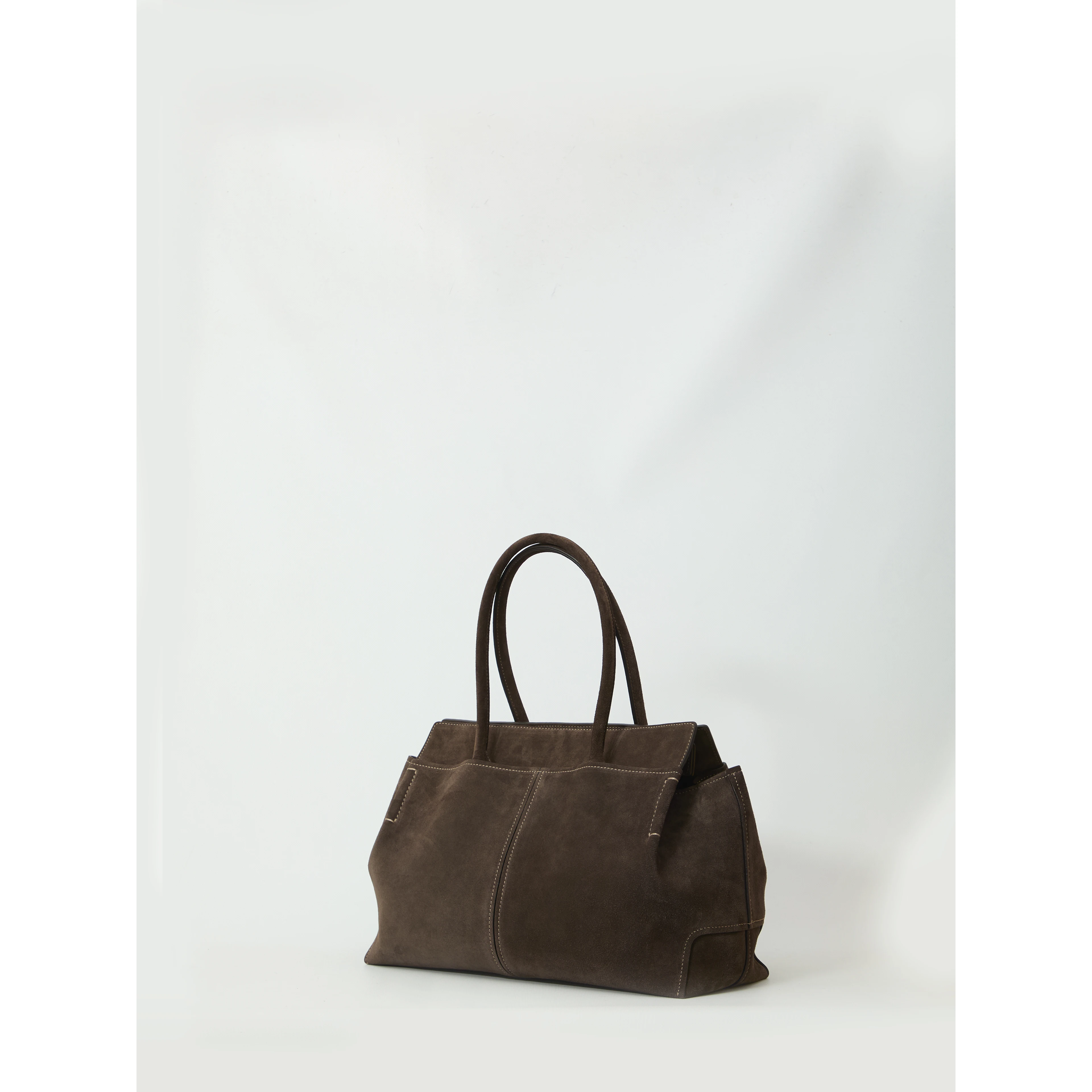 Suede leather shopping bag