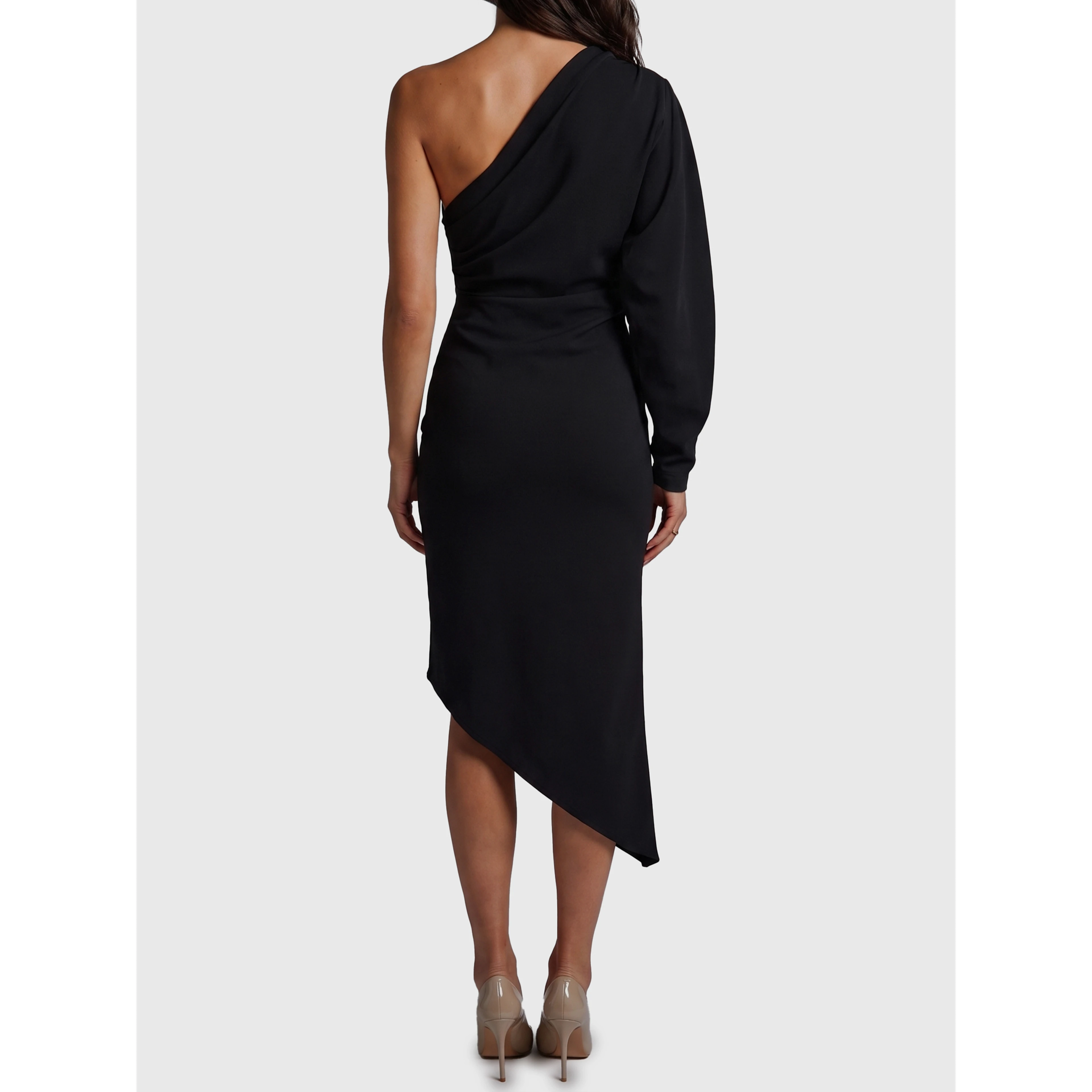 One-shoulder cady longuette dress