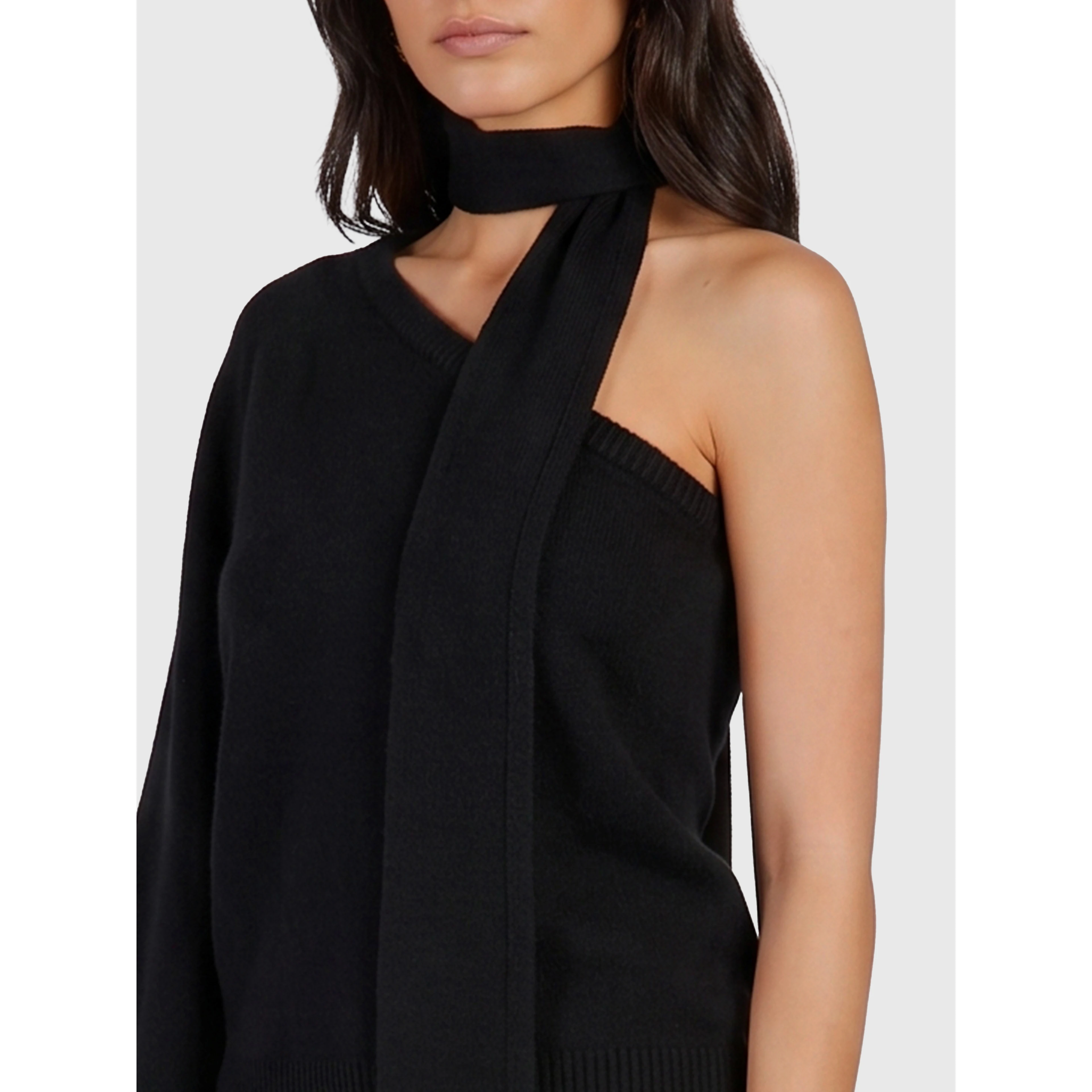 One-shoulder top with scarf detail