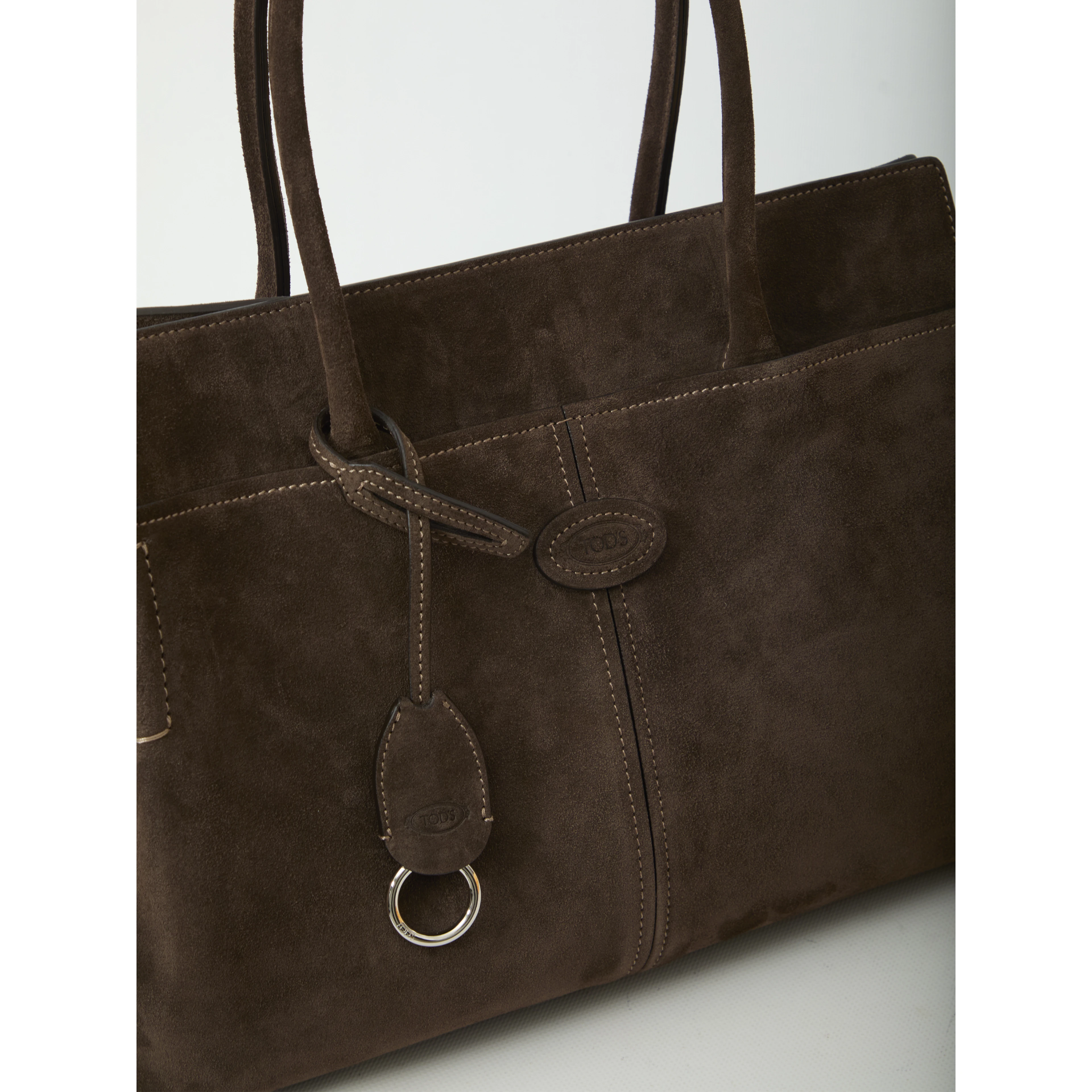 Suede leather shopping bag