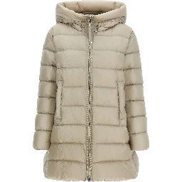 Beige Polyamide Full-Length Jacket