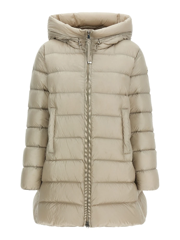 Beige Polyamide Full-Length Jacket