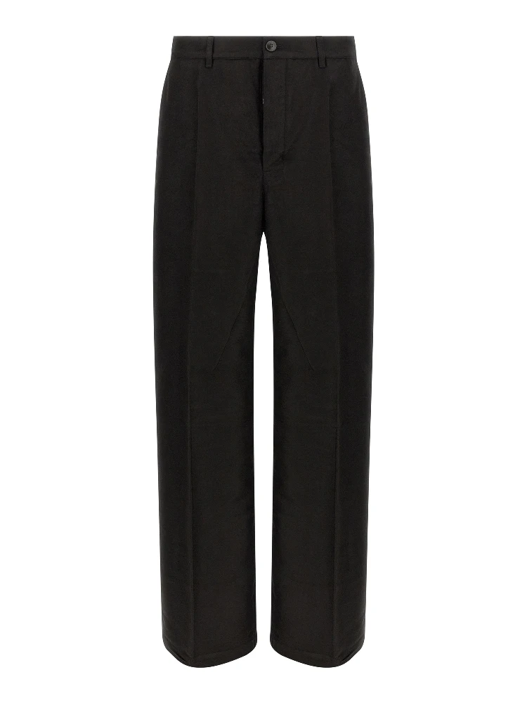 Black Ramie Casual Pants