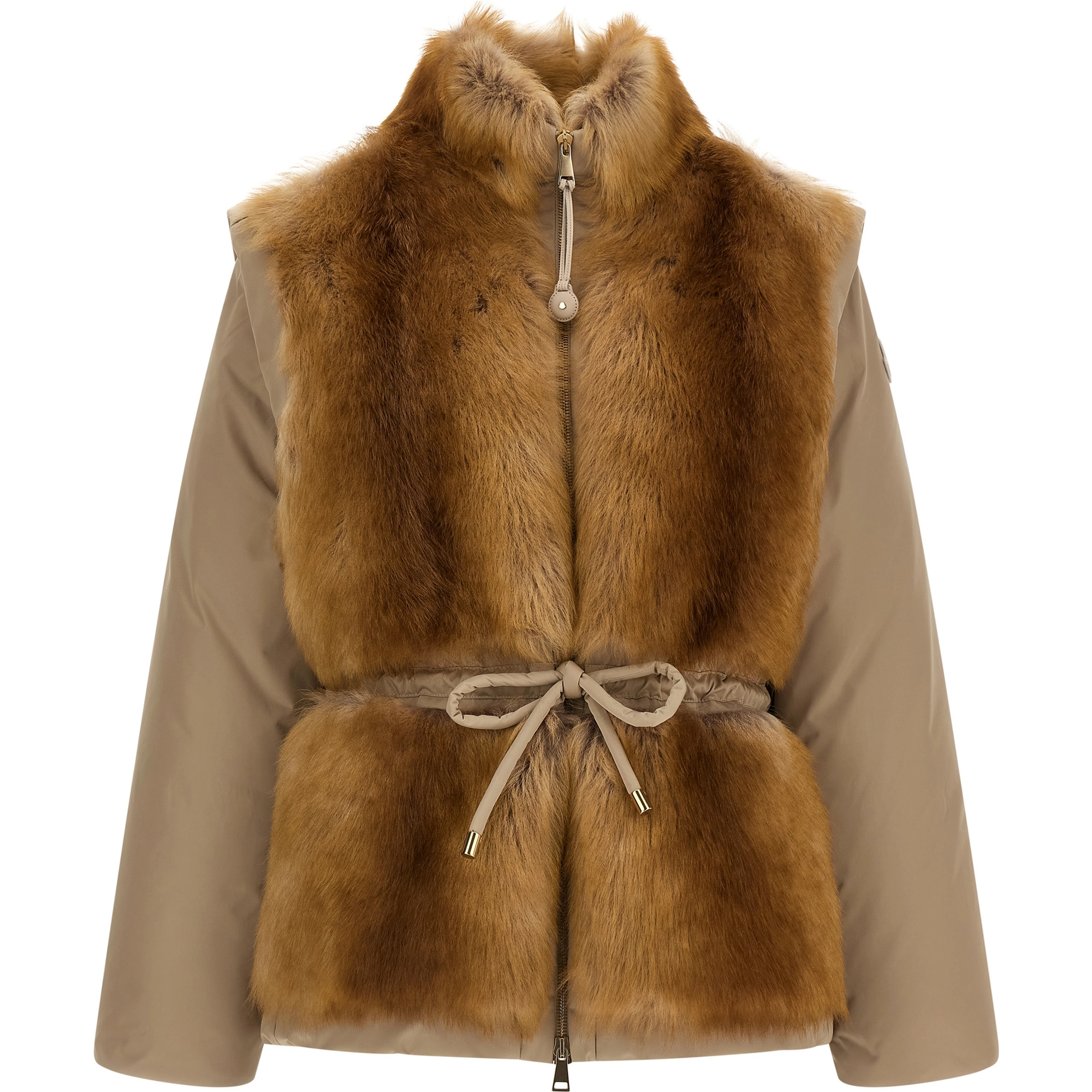 Beige Polyester Sleeveless Jacket