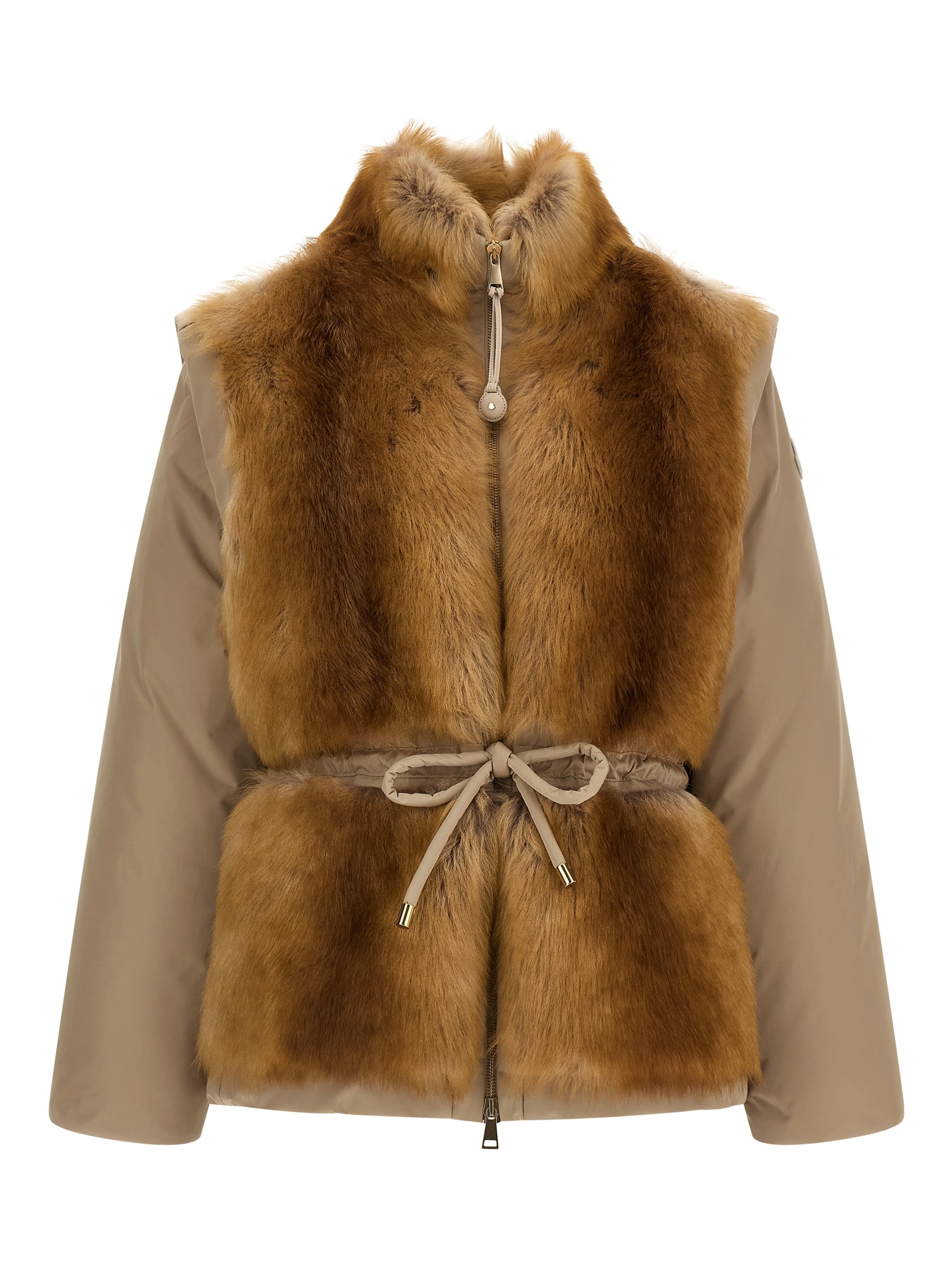 Beige Polyester Sleeveless Jacket