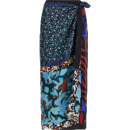 Multicolor Silk Midi Skirt