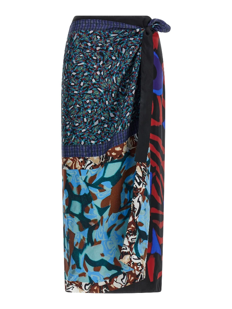Multicolor Silk Midi Skirt