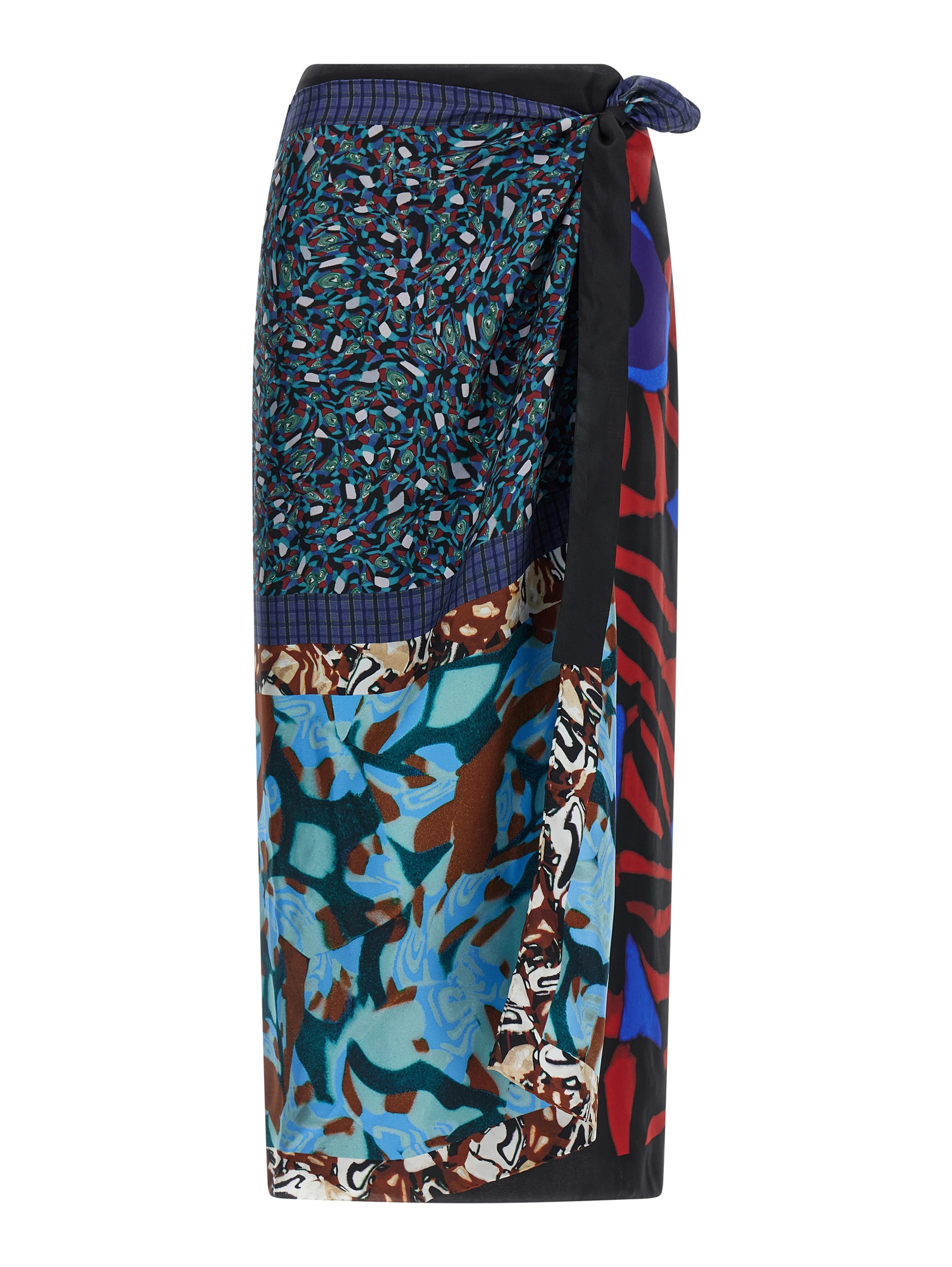 Multicolor Silk Midi Skirt