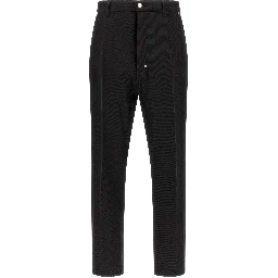 Black Cotton Casual Pants