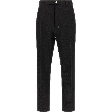 Black Cotton Casual Pants