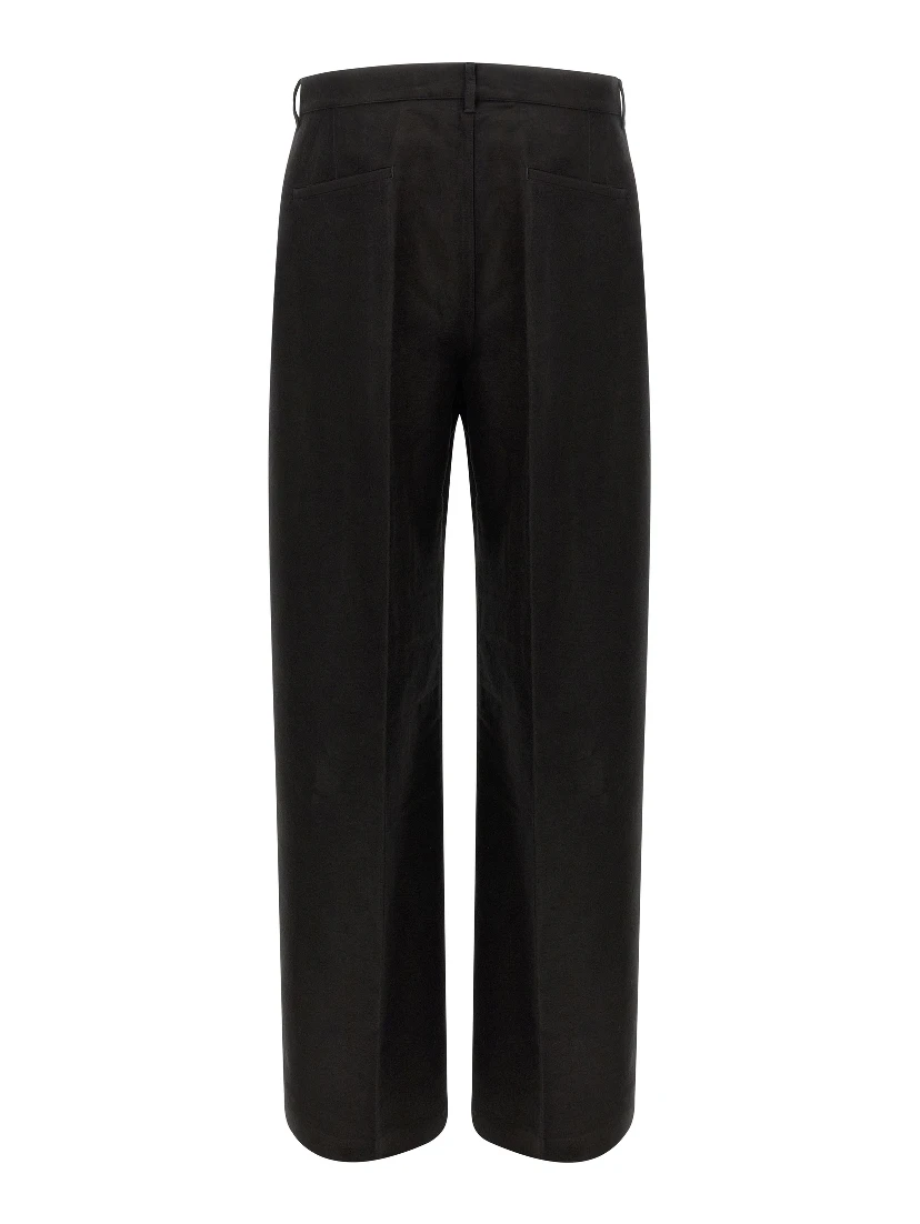 Black Ramie Casual Pants