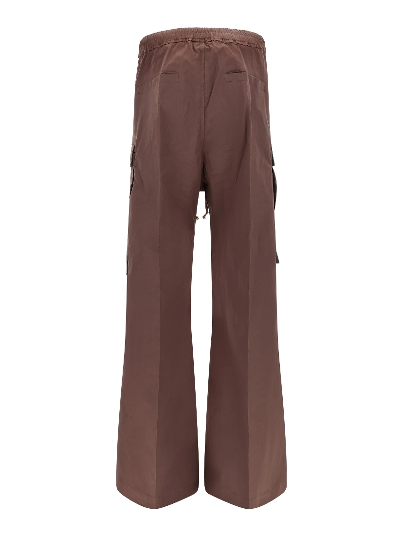 Brown Cotton Flared Pants