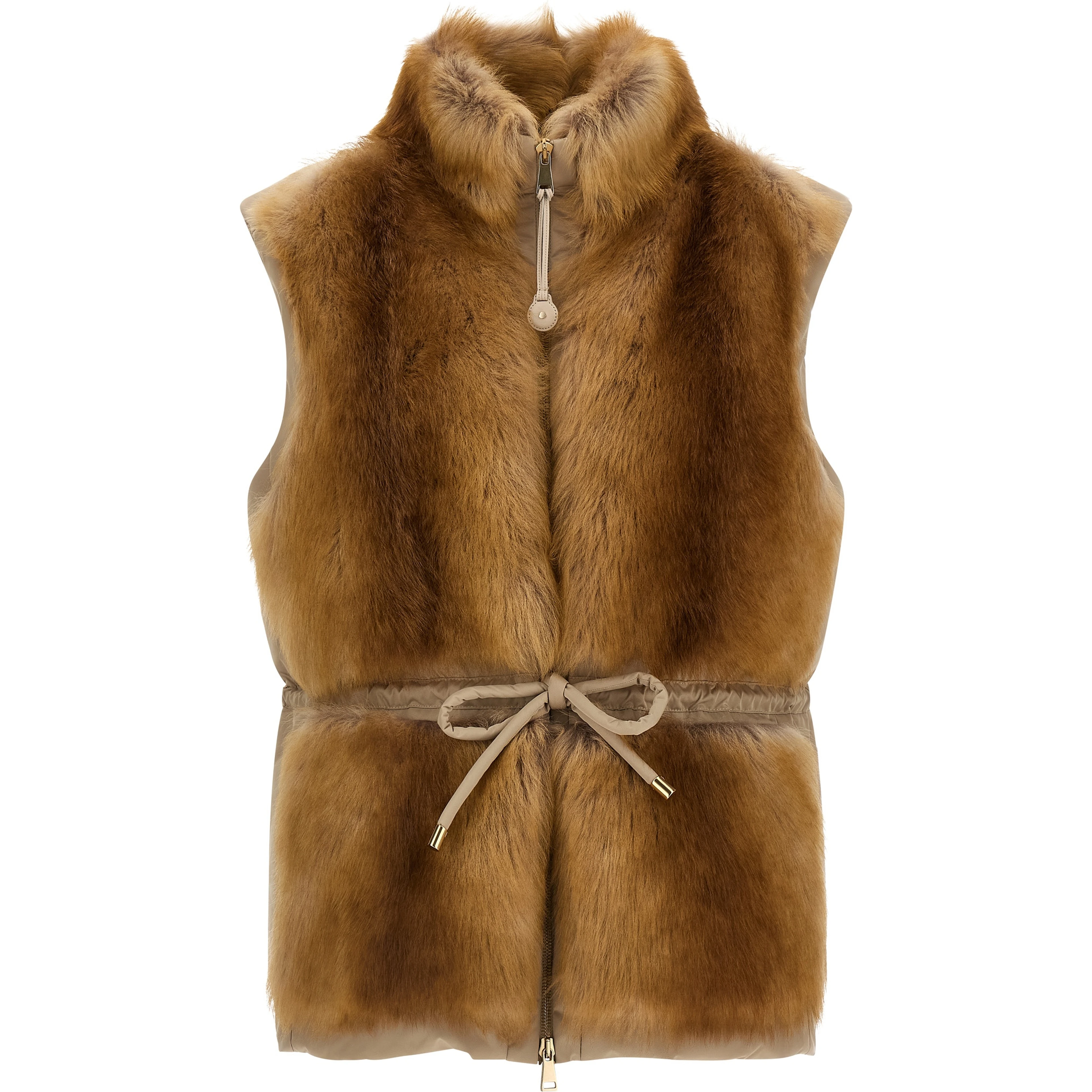Beige Polyester Sleeveless Jacket