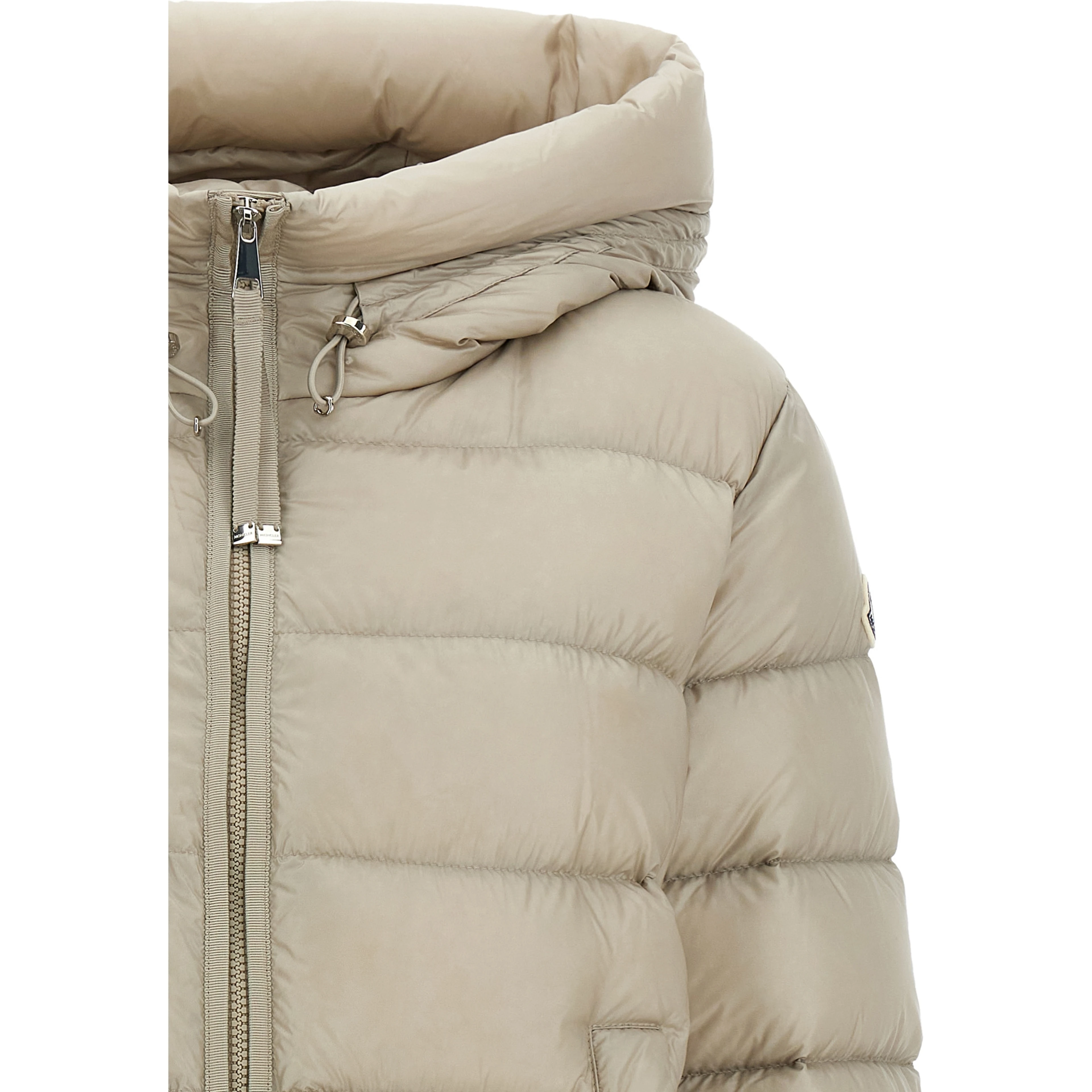 Beige Polyamide Full-Length Jacket