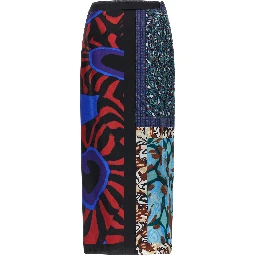 Multicolor Silk Midi Skirt