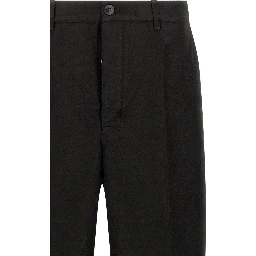 Black Ramie Casual Pants
