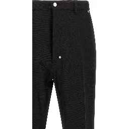 Black Cotton Casual Pants