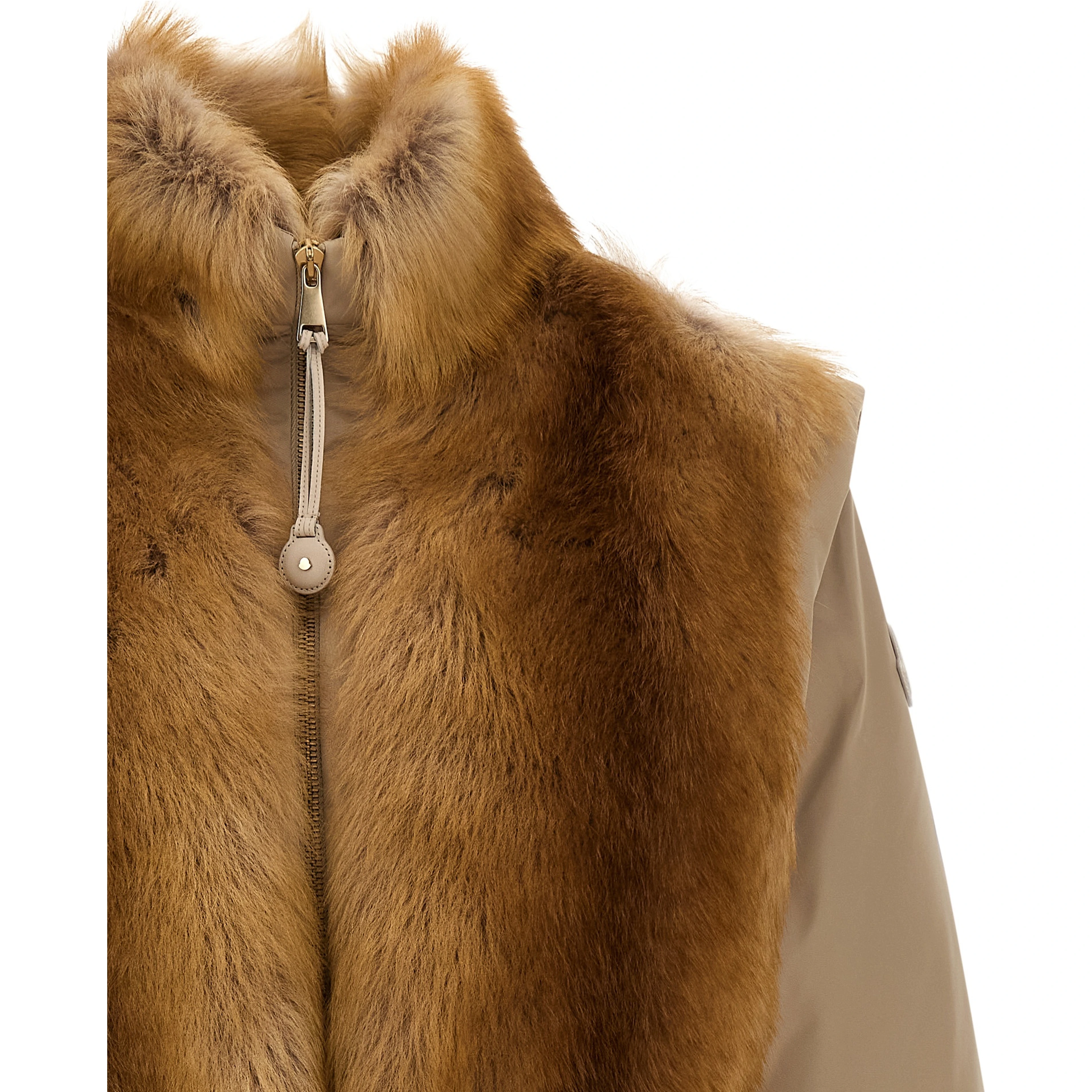 Beige Polyester Sleeveless Jacket