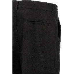 Black Ramie Casual Pants