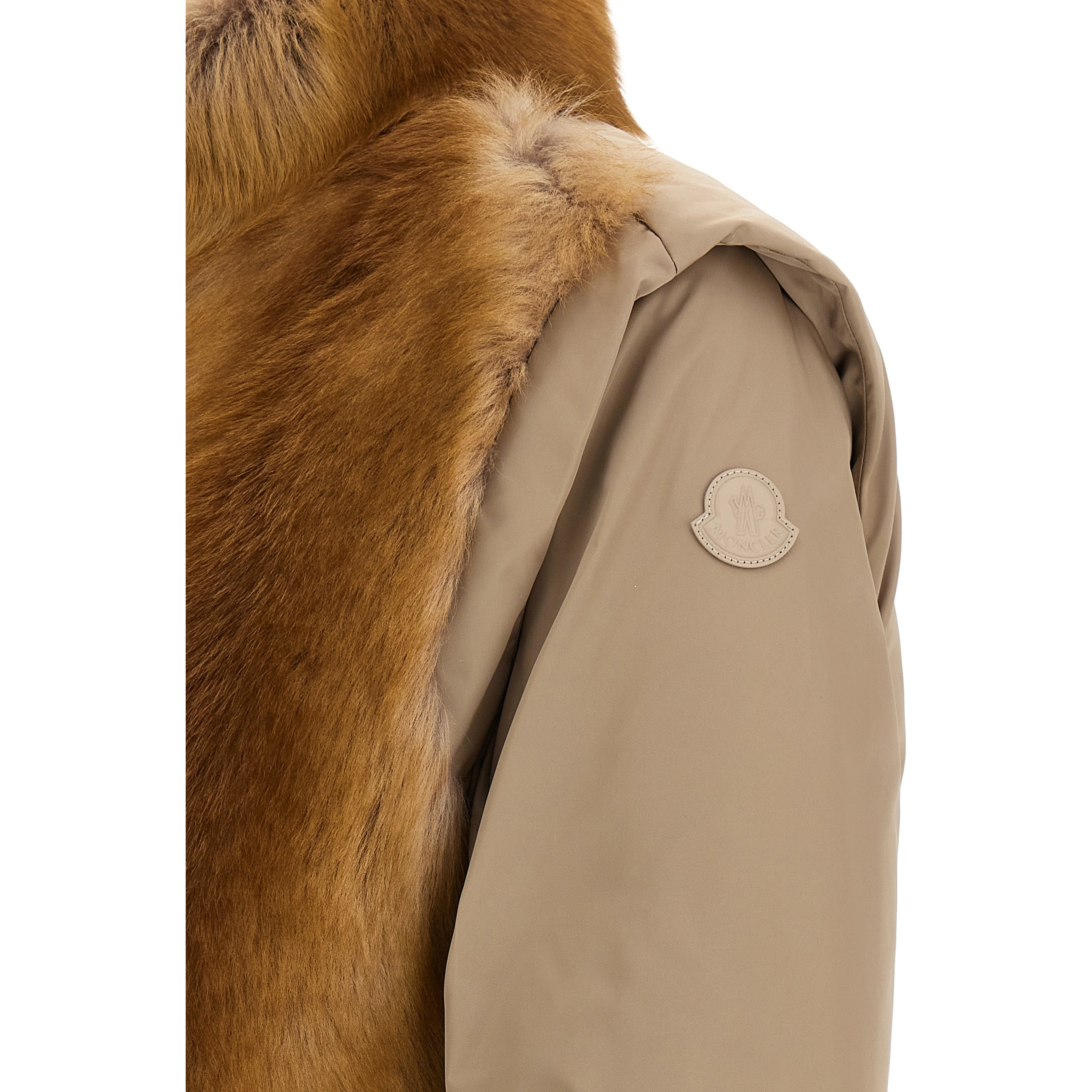 Beige Polyester Sleeveless Jacket