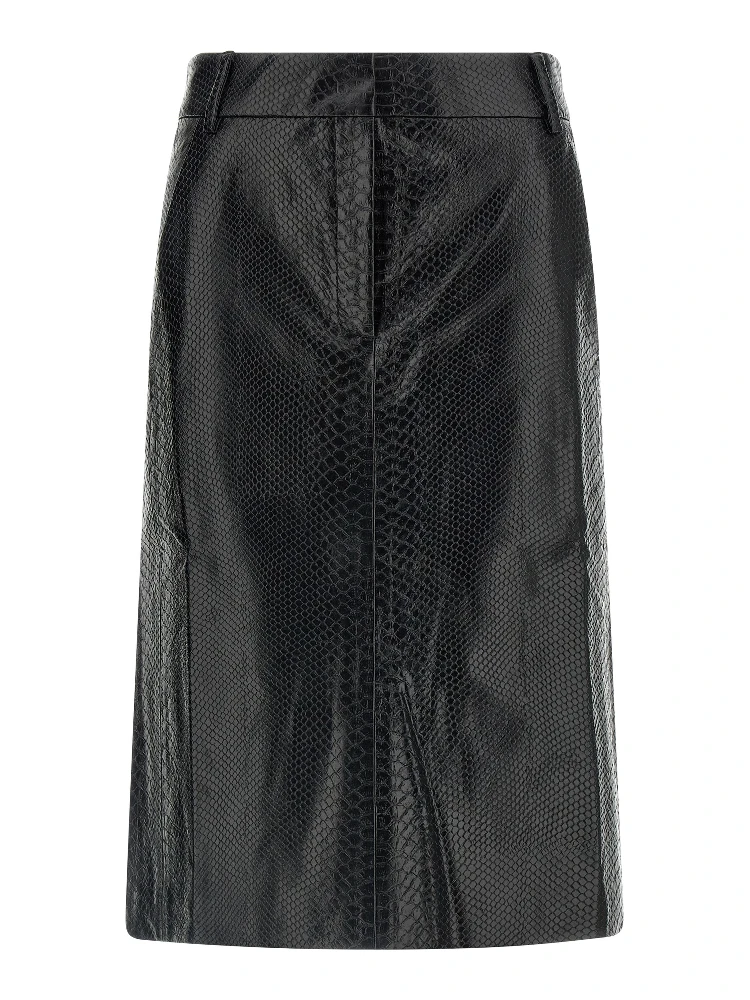 Black Polyethylene Midi Skirt