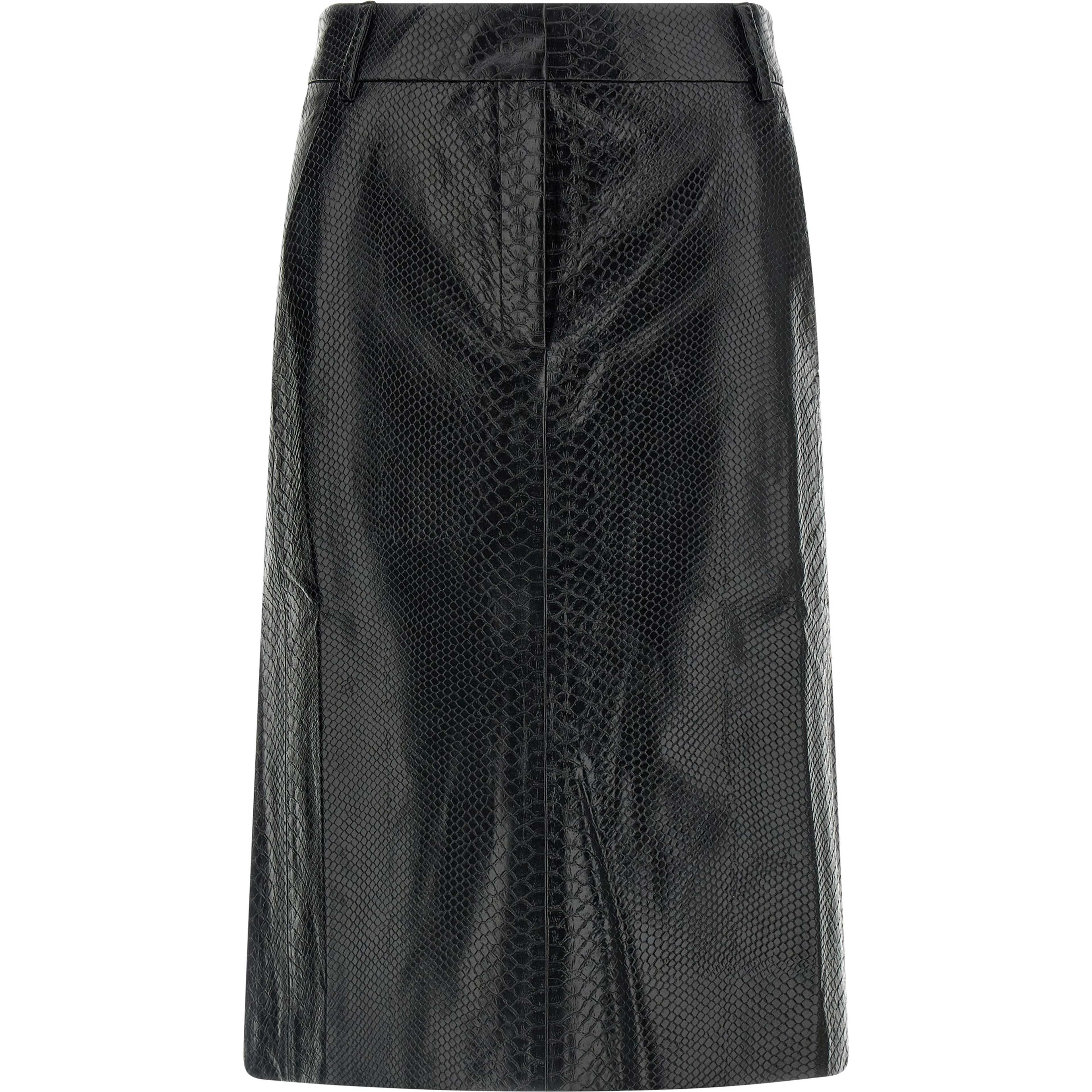 Black Polyethylene Midi Skirt