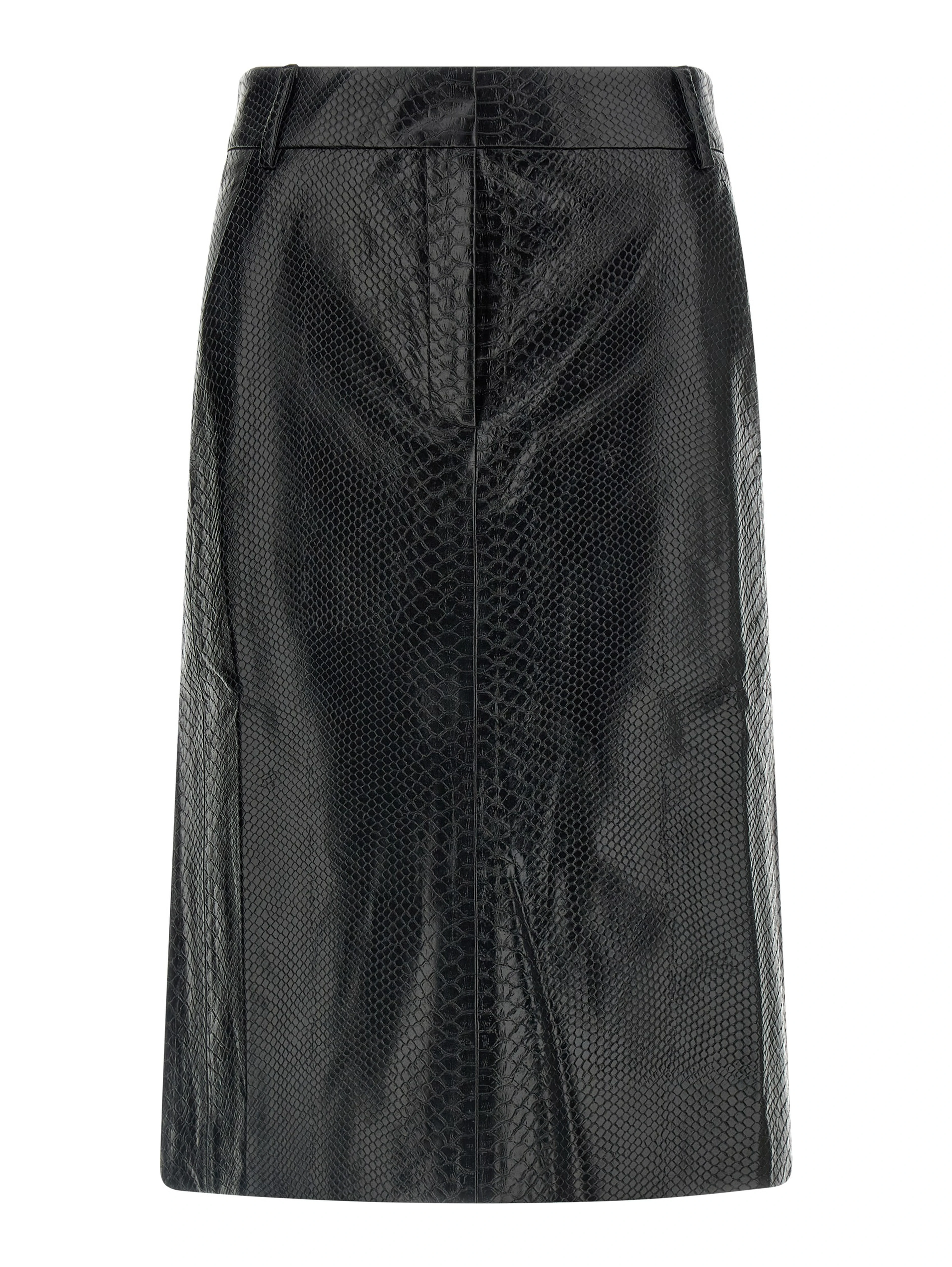 Black Polyethylene Midi Skirt