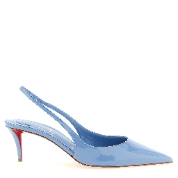 Blue Calfskin Mid Heel Pumps