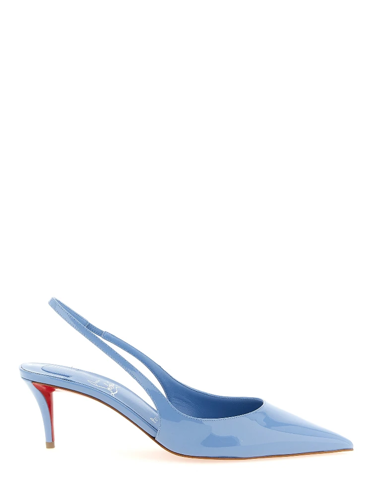 Blue Calfskin Mid Heel Pumps