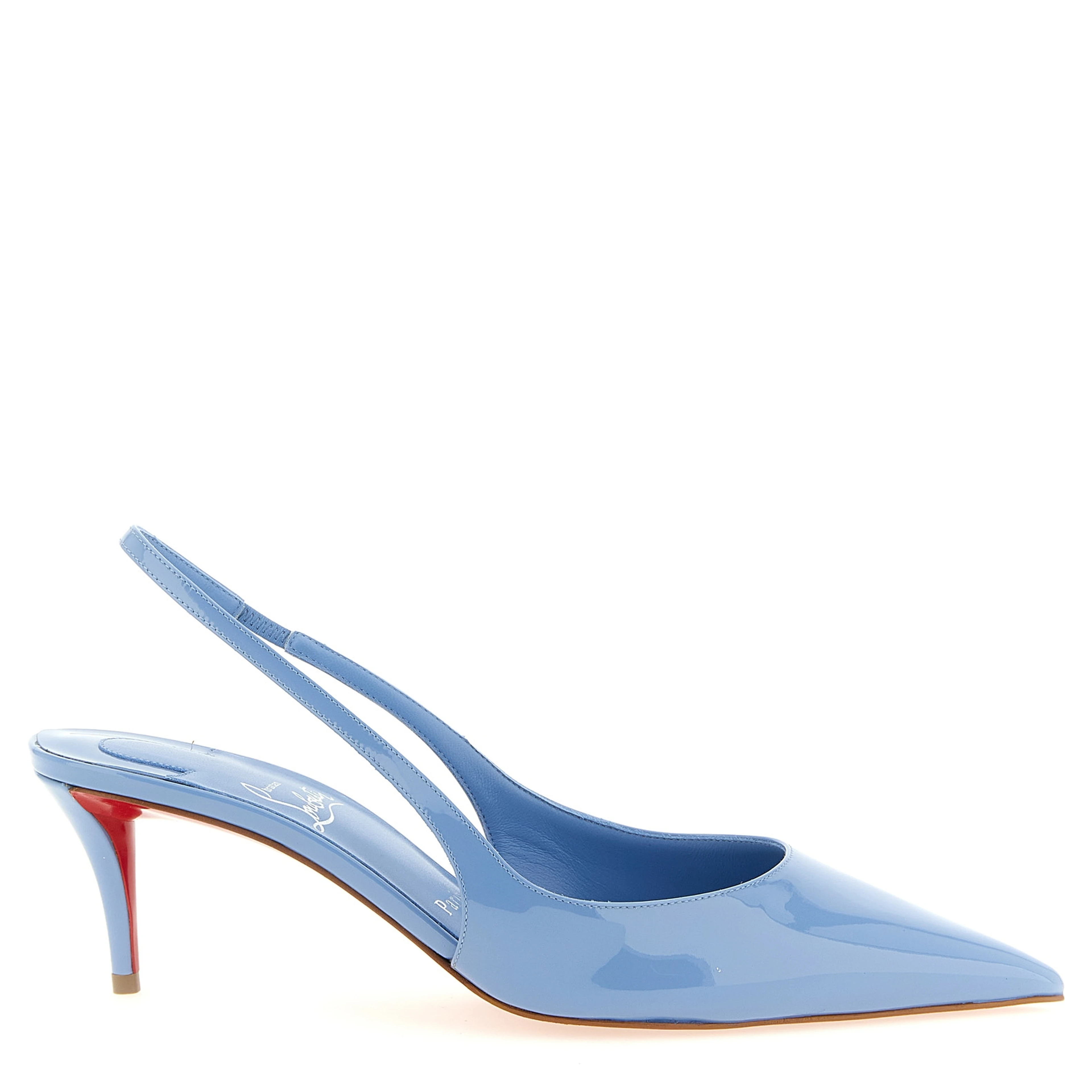 Blue Calfskin Mid Heel Pumps