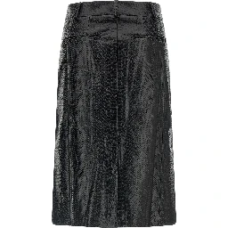 Black Polyethylene Midi Skirt