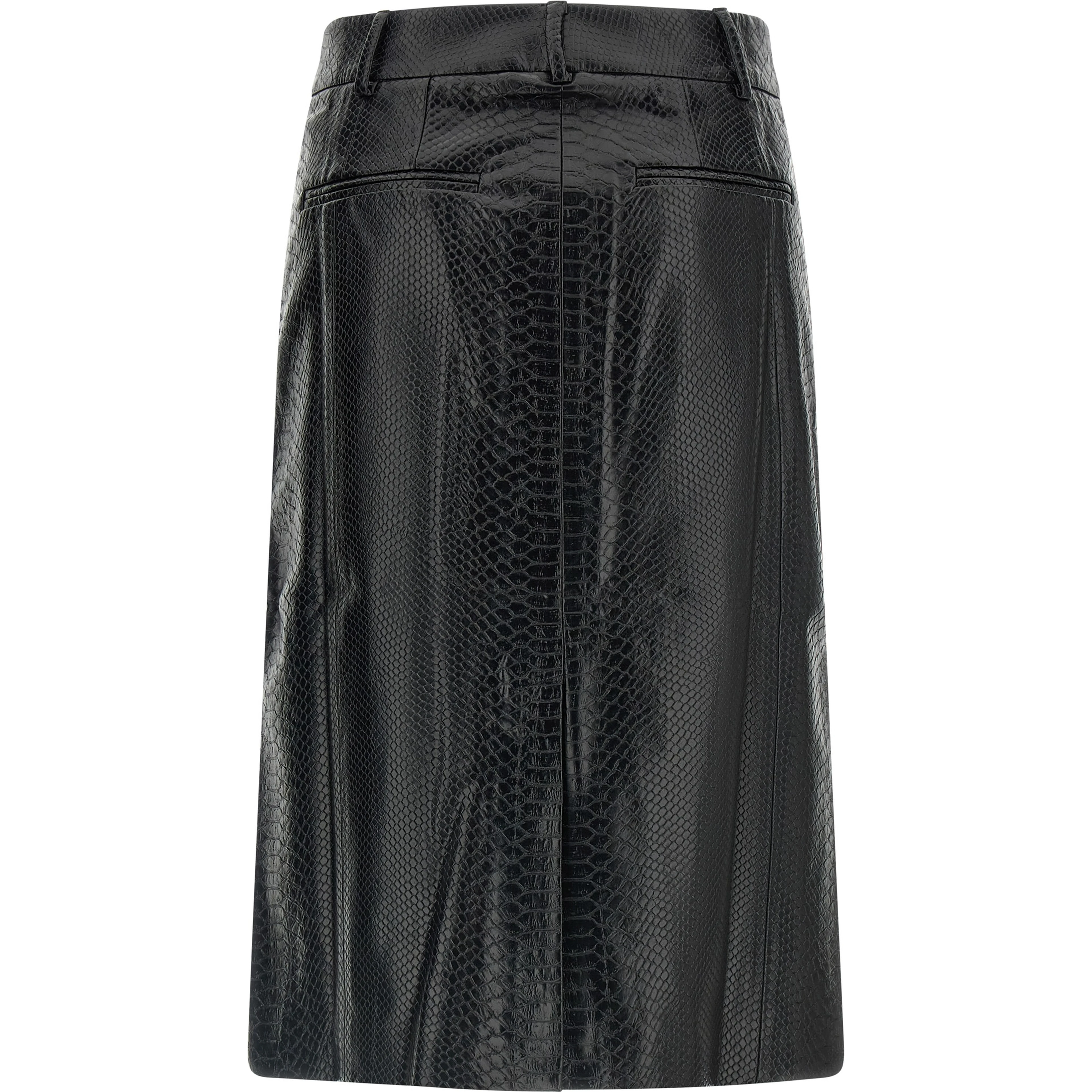 Black Polyethylene Midi Skirt