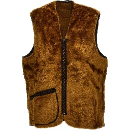 Brown Polyester Sleeveless Jacket