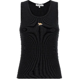 Black Cotton Sleeveles T-Shirt