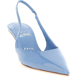 Blue Calfskin Mid Heel Pumps