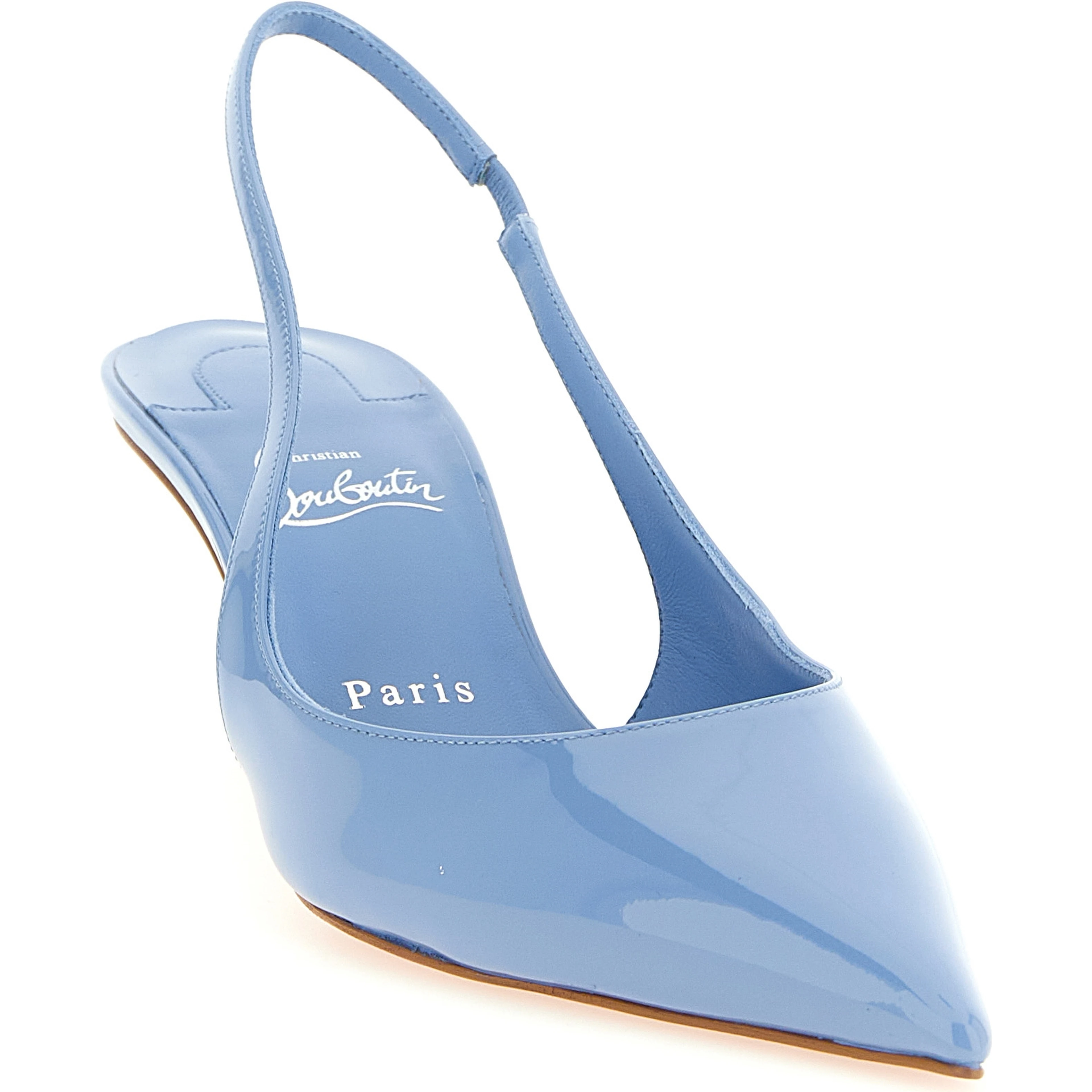 Blue Calfskin Mid Heel Pumps