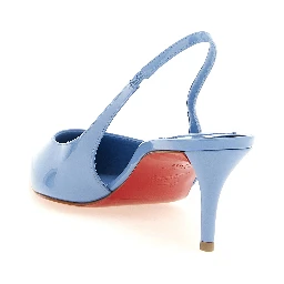 Blue Calfskin Mid Heel Pumps