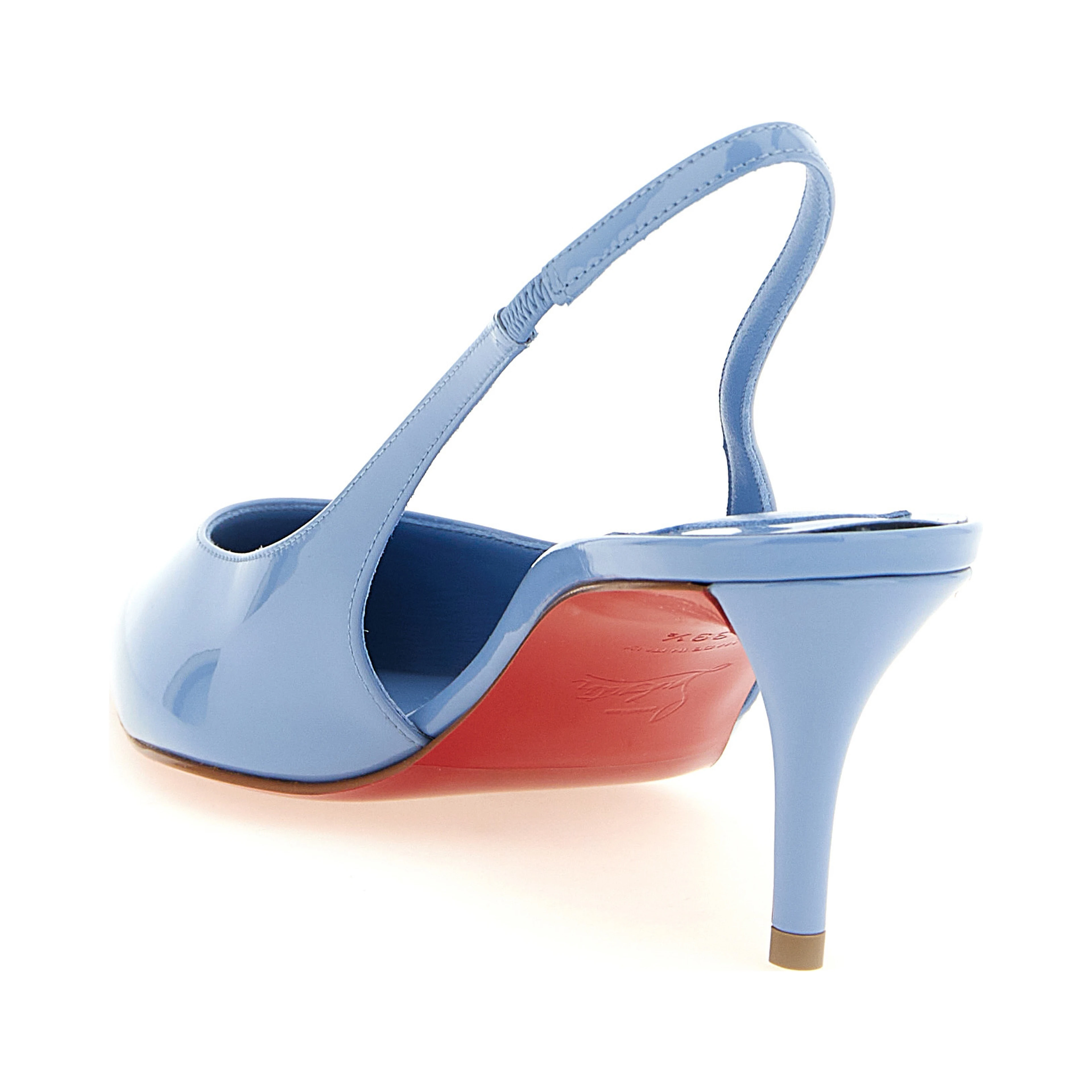 Blue Calfskin Mid Heel Pumps