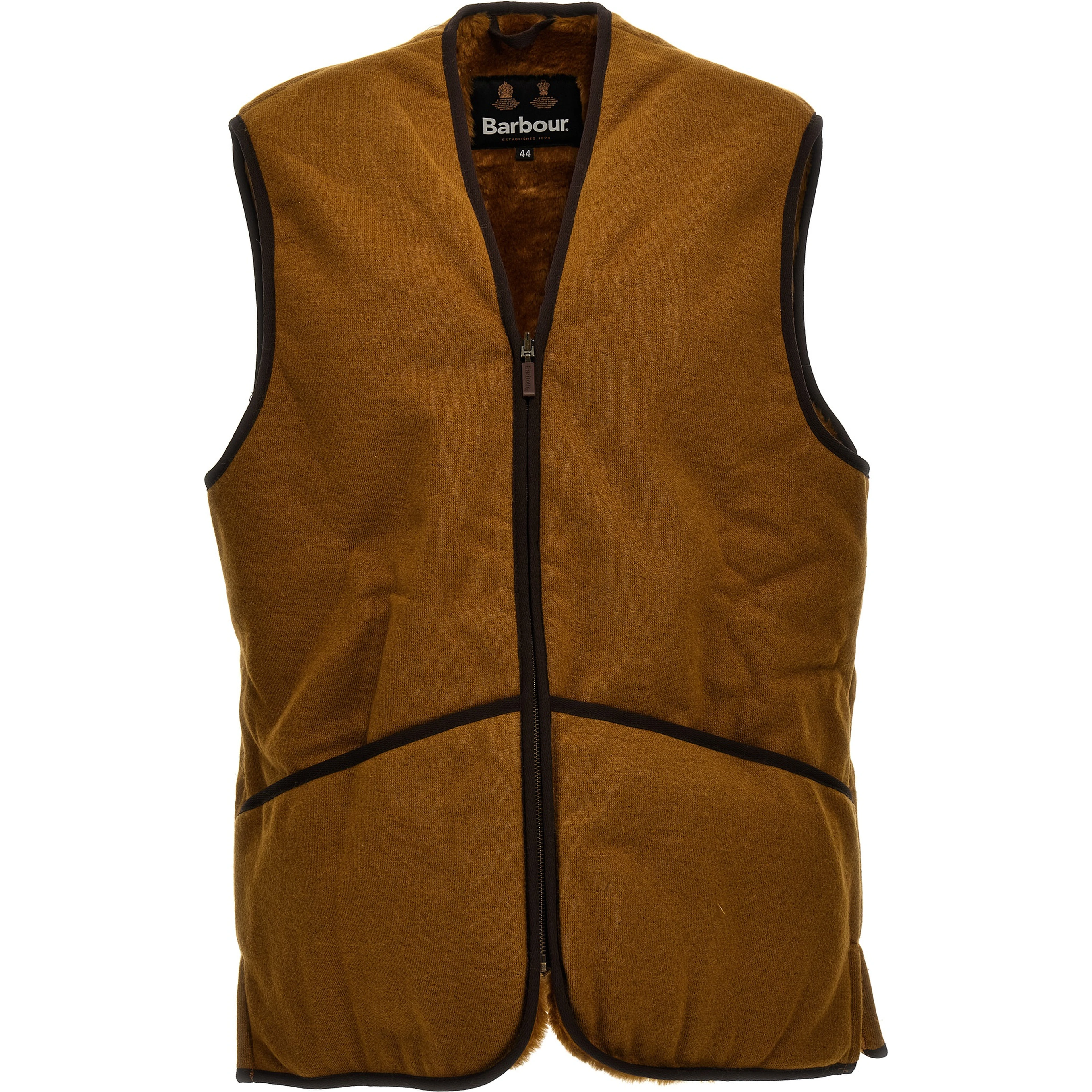 Brown Polyester Sleeveless Jacket