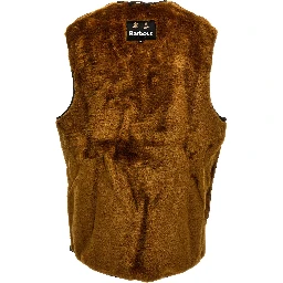 Brown Polyester Sleeveless Jacket
