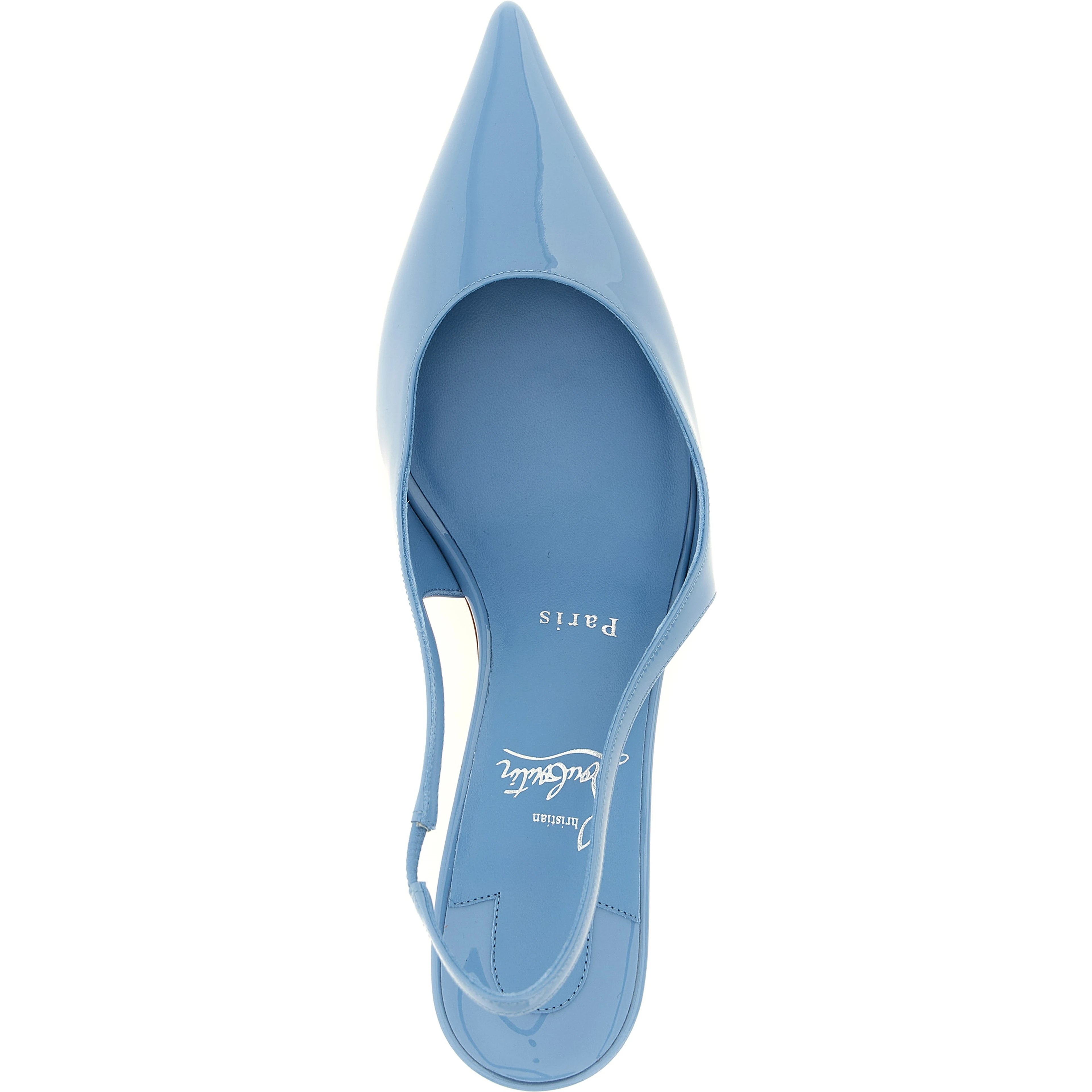 Blue Calfskin Mid Heel Pumps