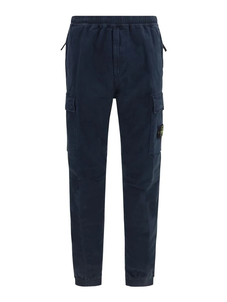 Blue Cotton Cargo Pants