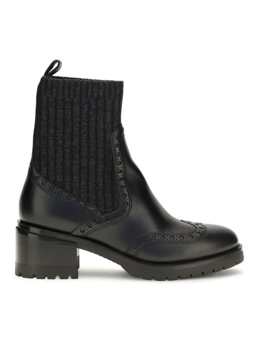 Black Calf Leather Bos Taurus Ankle Boots