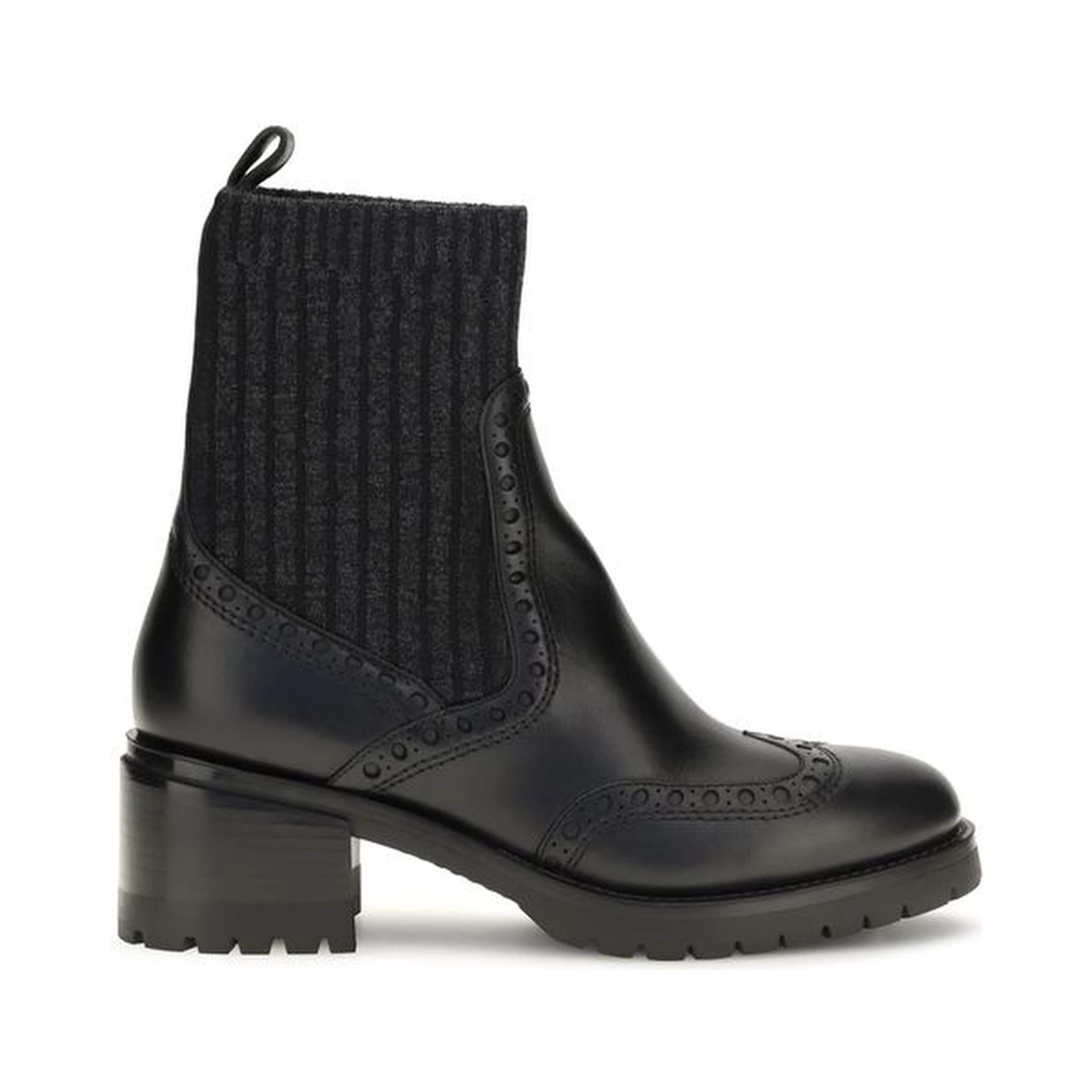 Black Calf Leather Bos Taurus Ankle Boots